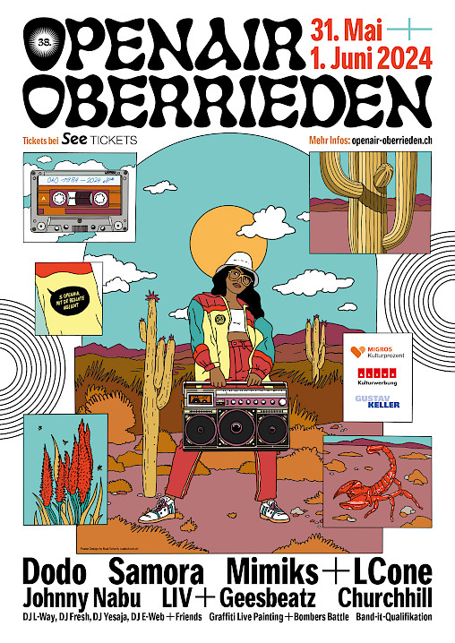 Illustration und Poster Design für das Openair Oberrieden, das Hip Hop Openair am Zürichsee.
