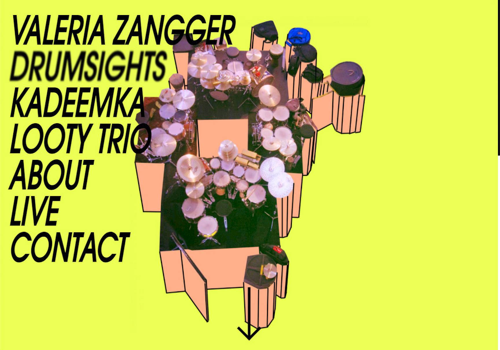 Website for Valeria Zangger, Musician, Drummer from Lucerne, Switzerland | Looty Trio, Kadeemka, Drumsight