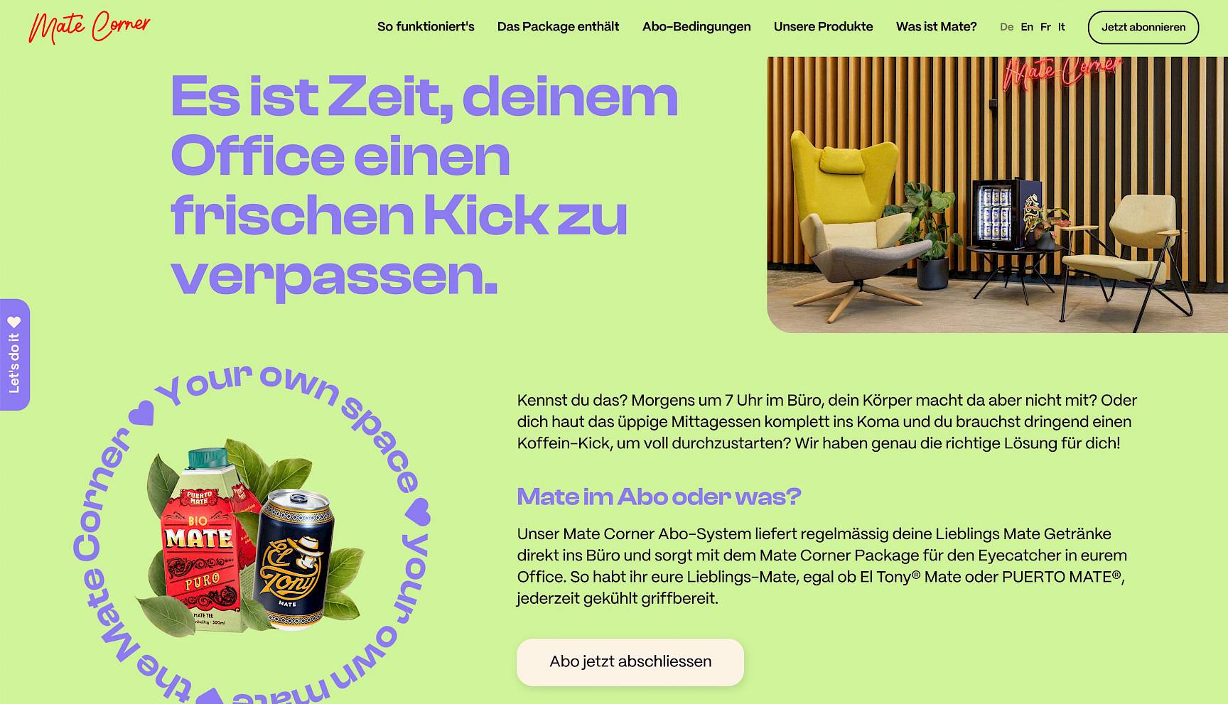 Mate Corner – El Tony® Mate & PUERTO MATE® im Abo – Design & Code